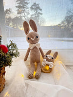 Load image into Gallery viewer, Plush Bunny with Rattle – 17 inches, Handmade