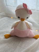 Load image into Gallery viewer, Knitted Amigurumi Duck in Pink Dress Handmade – 32 cm (12.5 inches)