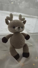 Load and play video in Gallery viewer, Handmade Knitted Amigurumi Fawn with Embroidery – 13.5 inches
