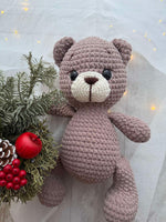 Load image into Gallery viewer, Handmade Plush Teddy Bear – Brown &amp; White, 14 inches
