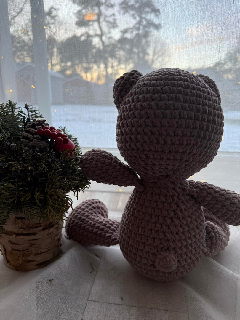 Handmade Plush Teddy Bear – Brown & White, 14 inches