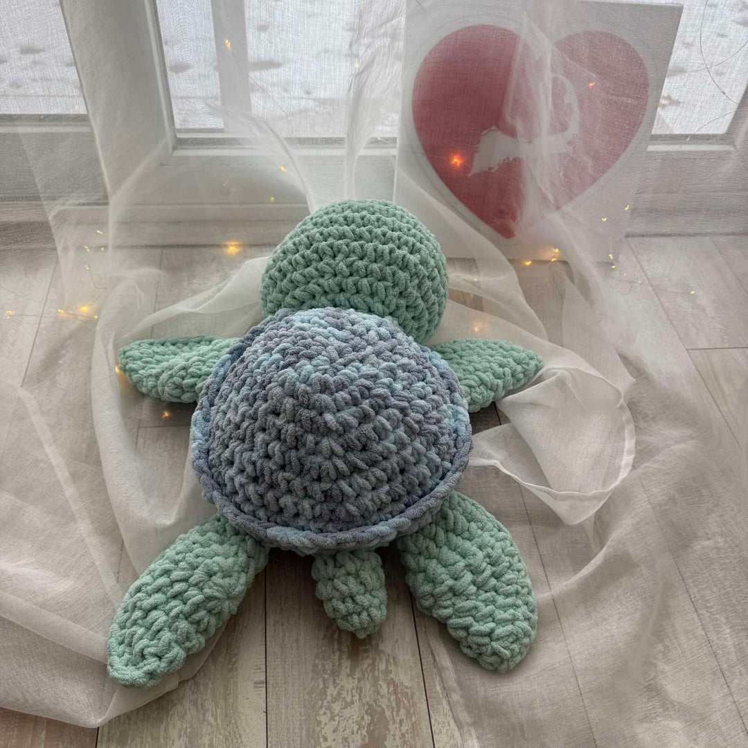 Handmade Plush Turtle – Green, 20 inches (50 cm)