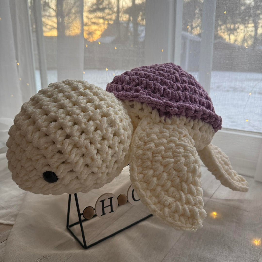 Plush Turtle – Beige, Handmade, 20 inches (50 cm)