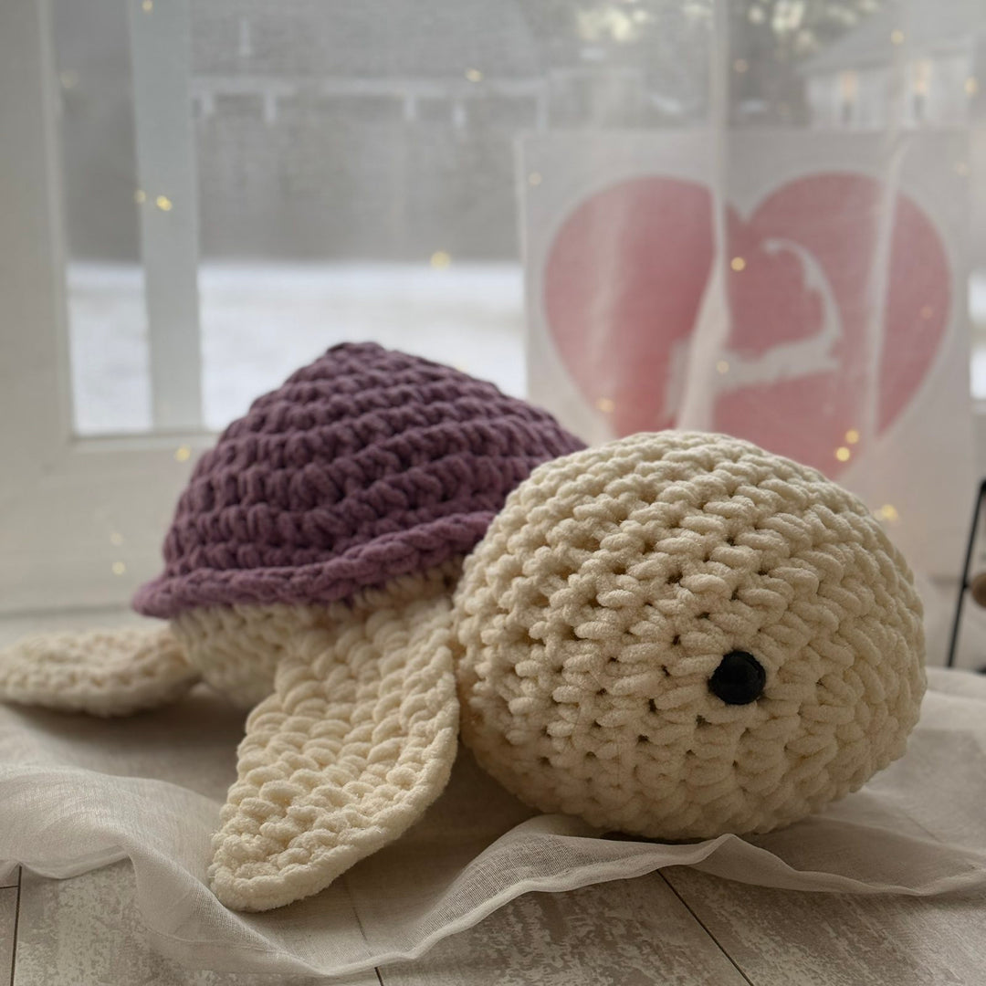 Plush Turtle – Beige, Handmade, 20 inches (50 cm)