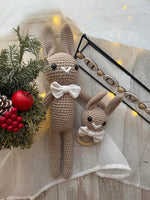 Load image into Gallery viewer, Plush Bunny with Rattle – 17 inches, Handmade
