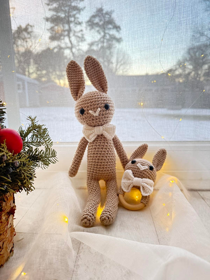 Plush Bunny with Rattle – 17 inches, Handmade
