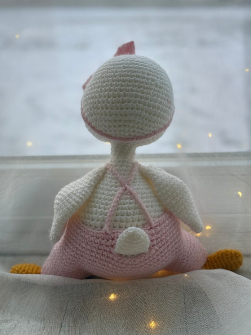Knitted Amigurumi Duck in Pink Dress Handmade – 32 cm (12.5 inches)