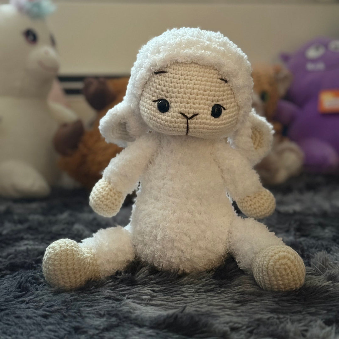 Handmade Knitted Fluffy Amigurumi Lamb – 35 cm, white