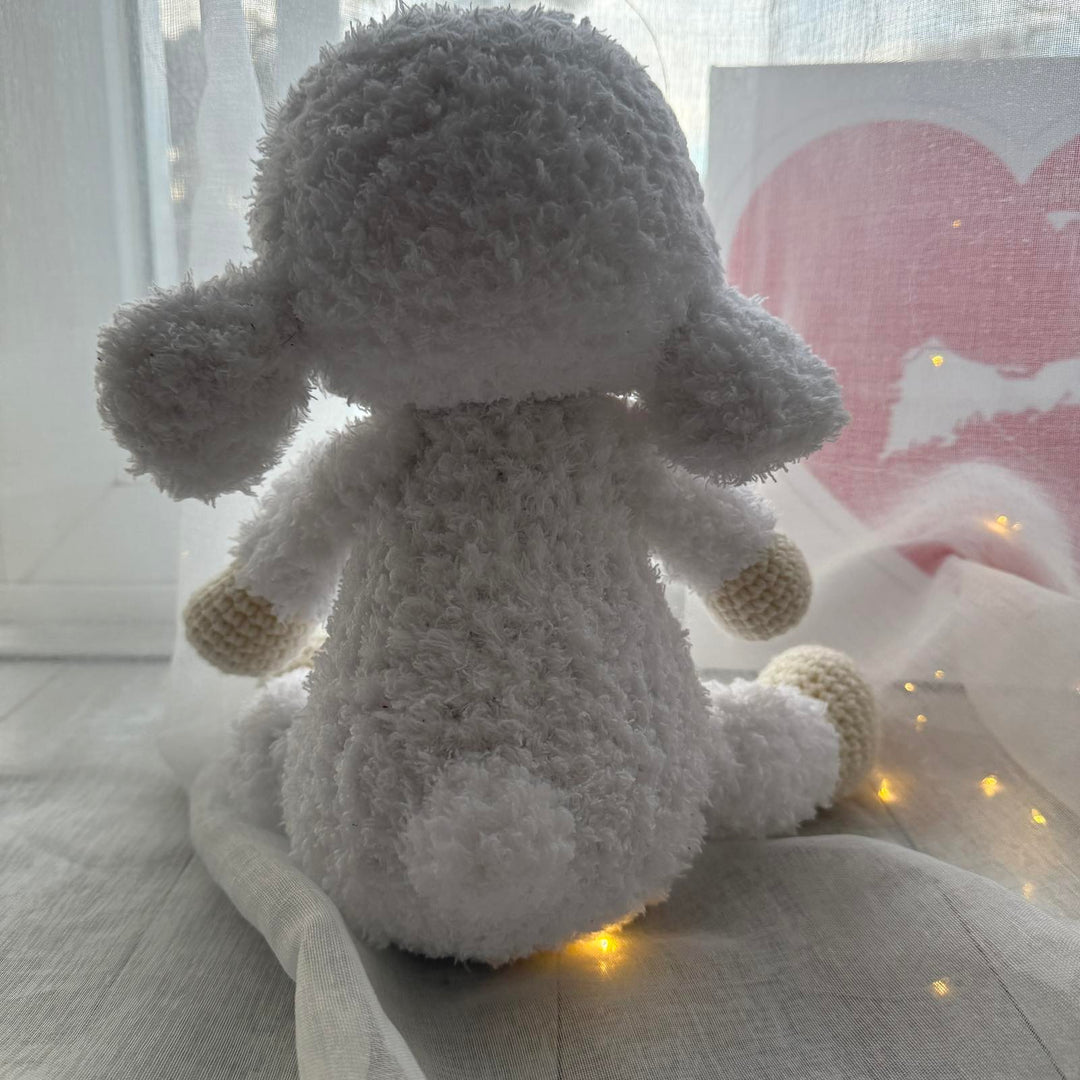 Handmade Knitted Fluffy Amigurumi Lamb – 35 cm, white